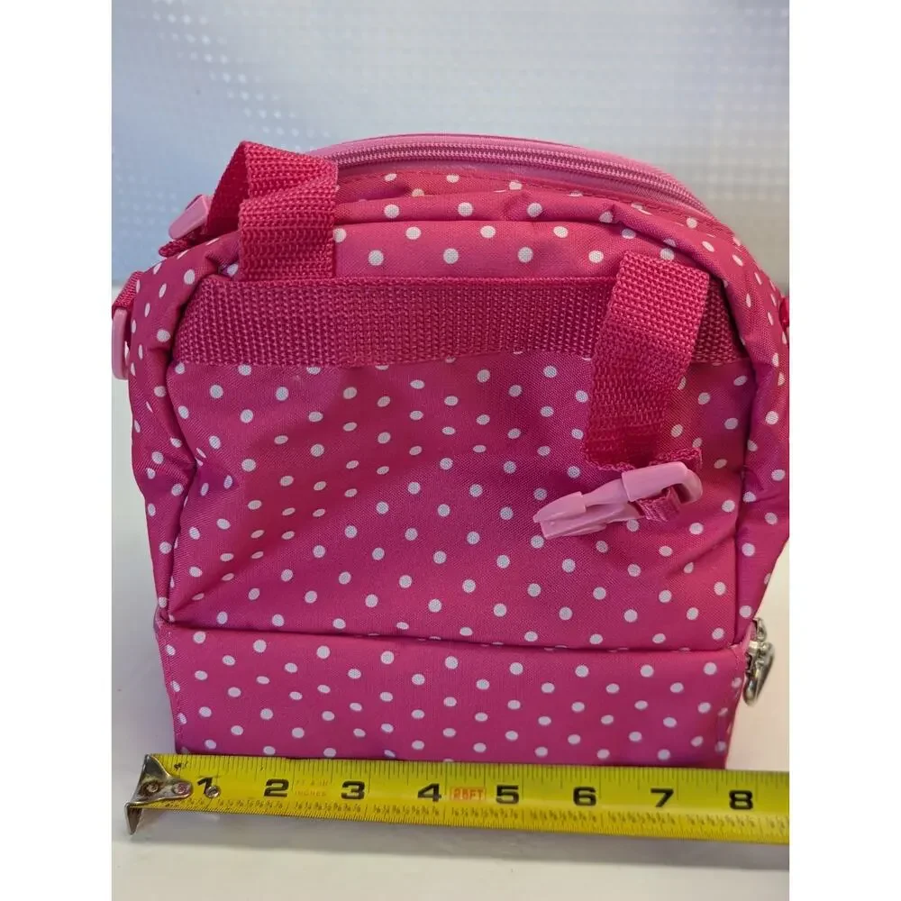 Hello Kitty Bow,Lunch Bag Cosmetic Bag Sanrio Polka Dot Cold Area Long Strap NWT